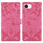 For iPhone 16e Embossed Floral Pattern Leather Phone Case(Rose Red) - 1