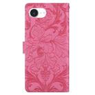 For iPhone 16e Embossed Floral Pattern Leather Phone Case(Rose Red) - 3