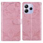 For Redmi Note 14 5G Embossed Floral Pattern Leather Phone Case(Pink) - 1