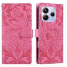 For Redmi Note 14 5G Embossed Floral Pattern Leather Phone Case(Rose Red) - 1