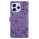For Redmi Note 14 5G Embossed Floral Pattern Leather Phone Case(Purple) - 3