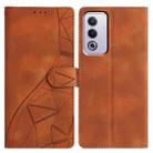 For OPPO A3 Pro 5G Triangles Embossed Leather Phone Case(Brown) - 1