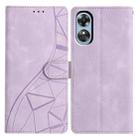 For OPPO A17 Triangles Embossed Leather Phone Case(Purple) - 1