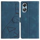 For OPPO A17 Triangles Embossed Leather Phone Case(Blue) - 1
