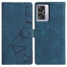 For OPPO A57 / A77 5G Triangles Embossed Leather Phone Case(Blue) - 1