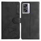 For OPPO A57 / A77 5G Triangles Embossed Leather Phone Case(Black) - 1