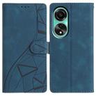 For OPPO A58 4G Global Triangles Embossed Leather Phone Case(Blue) - 1