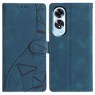 For OPPO A60 Triangles Embossed Leather Phone Case(Blue) - 1