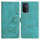 For OPPO A74 5G / A54 5G / A93 5G Triangles Embossed Leather Phone Case(Green) - 1