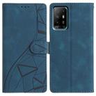 For OPPO A94 5G Triangles Embossed Leather Phone Case(Blue) - 1