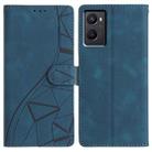 For OPPO A96 / A76 / A36 Triangles Embossed Leather Phone Case(Blue) - 1