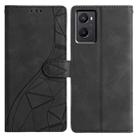 For OPPO A96 / A76 / A36 Triangles Embossed Leather Phone Case(Black) - 1