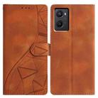 For OPPO A96 / A76 / A36 Triangles Embossed Leather Phone Case(Brown) - 1