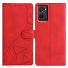 For OPPO A96 / A76 / A36 Triangles Embossed Leather Phone Case(Red) - 1