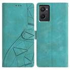 For OPPO A96 / A76 / A36 Triangles Embossed Leather Phone Case(Green) - 1