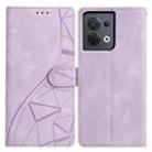 For OPPO Reno8 5G Global Triangles Embossed Leather Phone Case(Purple) - 1