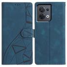 For OPPO Reno8 5G Global Triangles Embossed Leather Phone Case(Blue) - 1