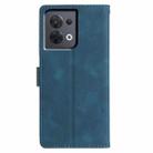 For OPPO Reno8 5G Global Triangles Embossed Leather Phone Case(Blue) - 3