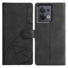 For OPPO Reno8 5G Global Triangles Embossed Leather Phone Case(Black) - 1