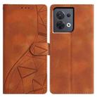 For OPPO Reno8 5G Global Triangles Embossed Leather Phone Case(Brown) - 1