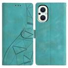 For OPPO Reno8 Lite 5G / Reno7 Z Triangles Embossed Leather Phone Case(Green) - 1