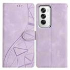 For OPPO Reno12 5G Global Triangles Embossed Leather Phone Case(Purple) - 1