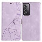 For OPPO Reno12 Pro 5G Global Triangles Embossed Leather Phone Case(Purple) - 1