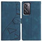 For OPPO Reno12 Pro 5G Global Triangles Embossed Leather Phone Case(Blue) - 1