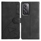 For OPPO Reno12 Pro 5G Global Triangles Embossed Leather Phone Case(Black) - 1