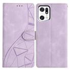 For OPPO Find X5 Pro Triangles Embossed Leather Phone Case(Purple) - 1