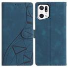 For OPPO Find X5 Pro Triangles Embossed Leather Phone Case(Blue) - 1