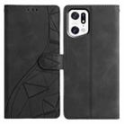 For OPPO Find X5 Pro Triangles Embossed Leather Phone Case(Black) - 1