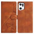 For OPPO Find X5 Pro Triangles Embossed Leather Phone Case(Brown) - 1