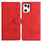For OPPO Find X5 Pro Triangles Embossed Leather Phone Case(Red) - 1