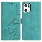 For OPPO Find X5 Pro Triangles Embossed Leather Phone Case(Green) - 1