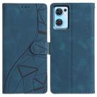 For OPPO Find X5 Lite Triangles Embossed Leather Phone Case(Blue) - 1