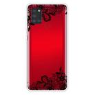 For Samsung Galaxy A21s Shockproof Painted Transparent TPU Protective Case(Lace Flower) - 1