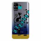 For Samsung Galaxy M31s Shockproof Painted Transparent TPU Protective Case(Stair Cat) - 1