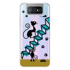 For Asus Zenfone 7 ZS670KS Shockproof Painted Transparent TPU Protective Case(Stair Cat) - 1