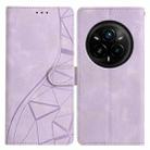 For Realme 14 Pro+ 5G Triangles Embossed Leather Phone Case(Purple) - 1