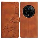 For Realme 14 Pro+ 5G Triangles Embossed Leather Phone Case(Brown) - 1