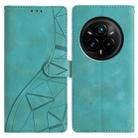 For Realme 14 Pro+ 5G Triangles Embossed Leather Phone Case(Green) - 1