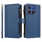 For Motorola Edge 60 Fusion Global Magnetic Closure 9 Card Slots Zipper Leather Case with Hand Strap(Dark Blue) - 2