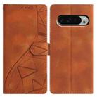 For Google Pixel 9 / 9 Pro Triangles Embossed Leather Phone Case(Brown) - 1