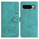 For Google Pixel 9 / 9 Pro Triangles Embossed Leather Phone Case(Green) - 1