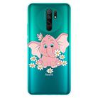 For Xiaomi Redmi 9 Coloured Drawing Pattern Highly Transparent TPU Protective Case(Little Pink Elephant) - 1