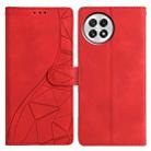 For OnePlus 13 Triangles Embossed Leather Phone Case(Red) - 1