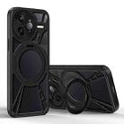 For Redmi K80 Pro Cooling Hollow Metal Holder MagSafe Phone Case(Black) - 1