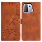 For Xiaomi 11 Pro Triangles Embossed Leather Phone Case(Brown) - 1