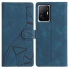 For Xiaomi 11T / 11T Pro Triangles Embossed Leather Phone Case(Blue) - 1